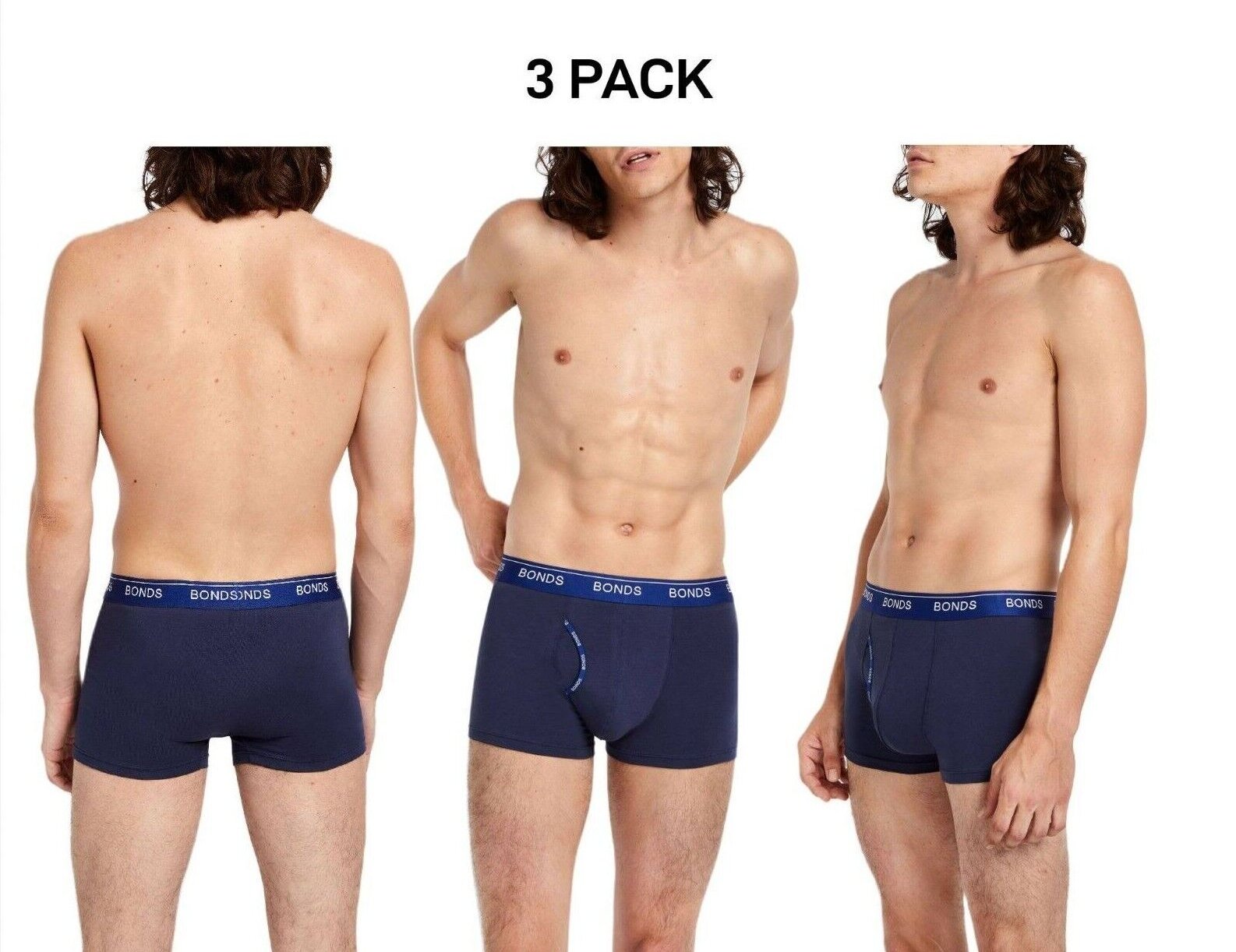 Bonds Mens Guyfront Trunk Stretchy Cotton Fabric Elastic Waistband 3 Pack MZVJ