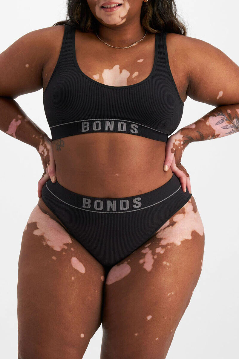 Bonds Womens Retro Rib Hi Leg Bikini Comfortable Smooth Waitband 3 Pack WU8GA