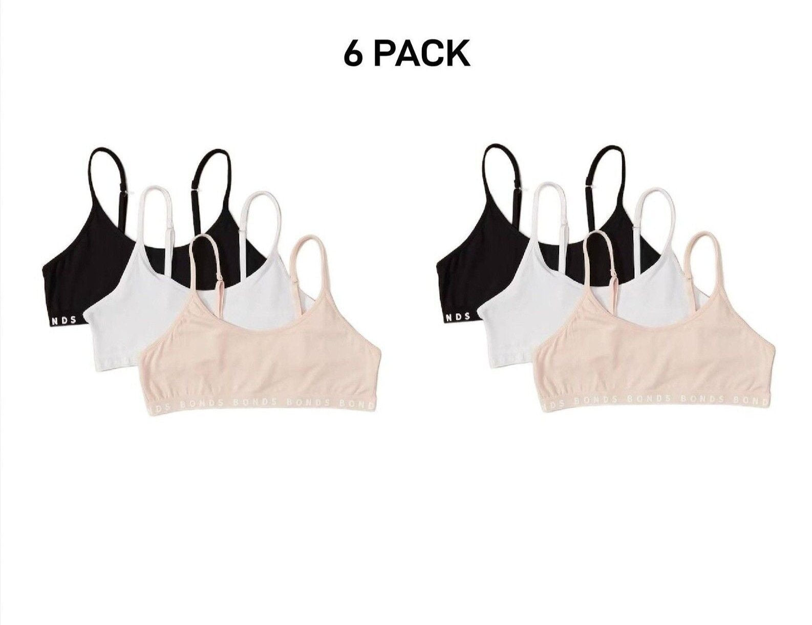 Bonds Girls Hipster Scoop Crop Supreme Support & Modesty Bra 6 Pack UXAY3A