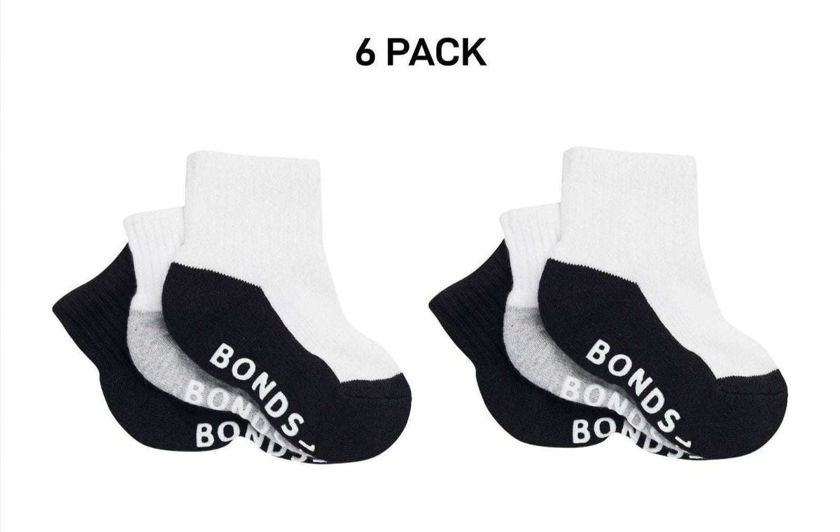 Bonds Baby Cushioned Quarter Crew Thickness for Comfiness Socks 6 Pack RXUH3N