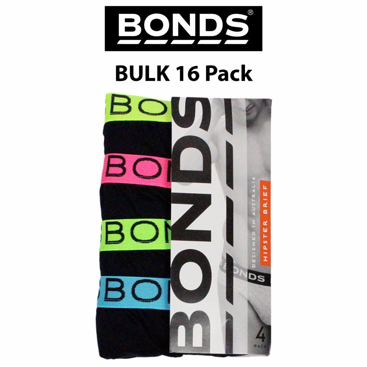 Mens Bonds Basic Everyday New Hipster Brief Bulk 16 Pack Work Play Cotton M38DM4