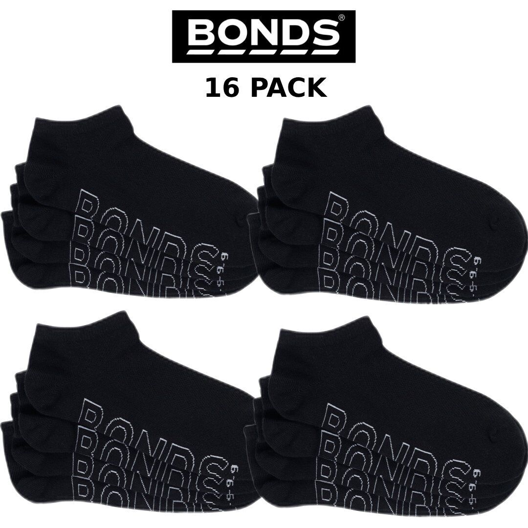 Bonds Men Logo Lightweight Low Cut 16 Pack Mesh Cotton Socks Run Trainer SXN44N