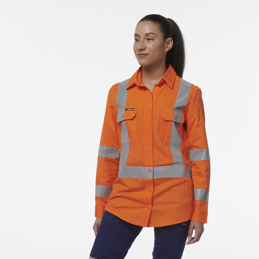 KingGee Womens Safety Workcool Vented X Back Reflective Breathable Shirt K44233-Collins Clothing Co