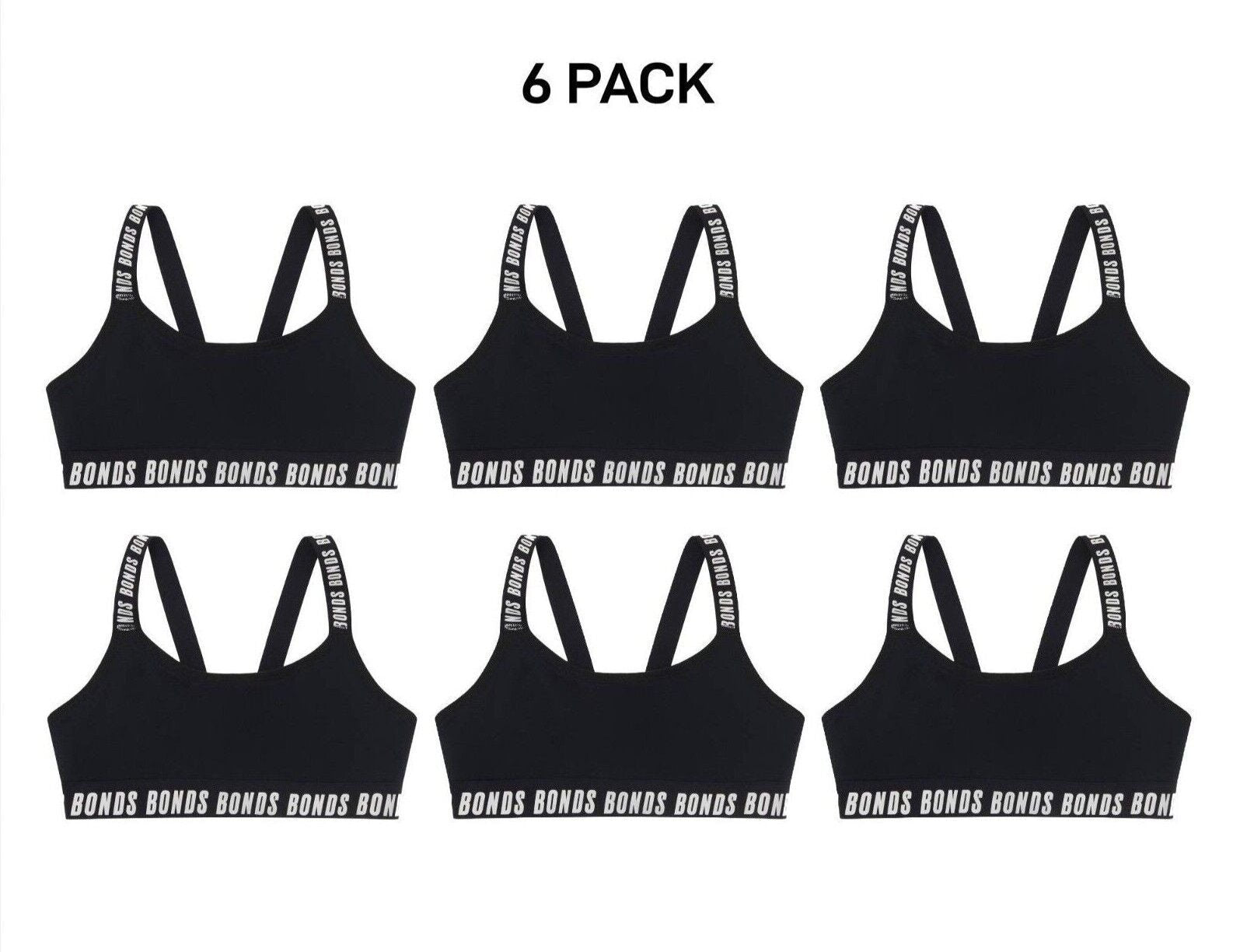 Bonds Girls Performance Pullover Crop Durable and Stretchy Bra 6 Pack UWH41A