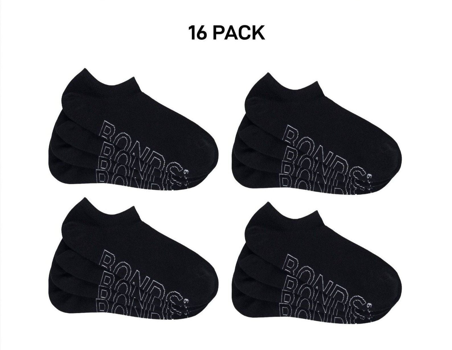 Bonds Mens Logo Lightweight No Show Comfy Mesh Cooling Zone Socks 16 Pack SXN64N