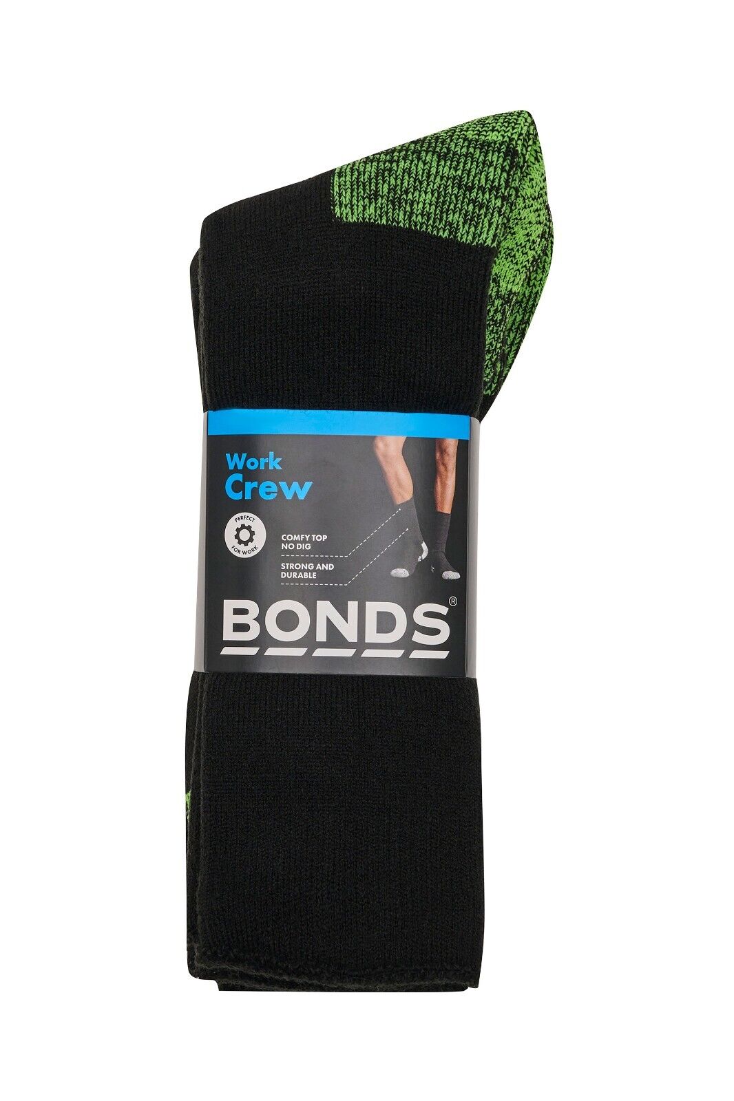 Bonds Mens Acrylic Work Socks Cushioned Soles Comfort Crew Length 3 Pack SYUU3G