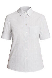 NNT WomensTextured Stripe SS Shirt Button Slimline Collared Shirt CATU65