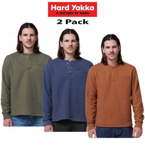HARD YAKKA Mens 2 Pack Sherpa Henley Contrast Warm Wardrobe Work Jacket Y19488