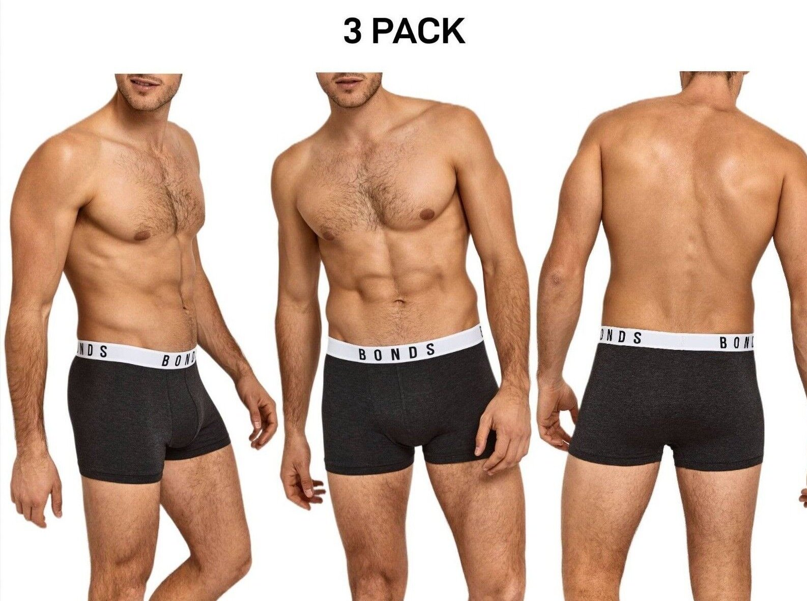 Bonds Mens Originals Trunk Super Soft Flat Seams For Comfier Fit 3 Pack MXULA