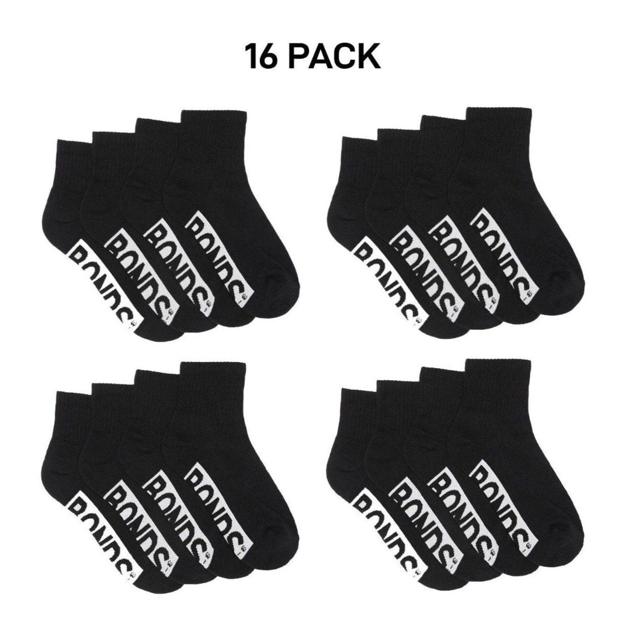 Bonds Kids Logo Cushioned Quarter Crew Sock Thickness & Comfiness 16 Pack RXTW4W