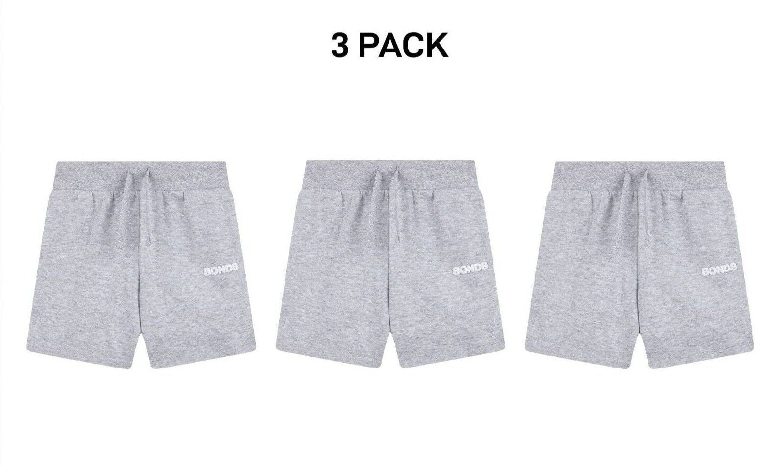 Bonds Kids Tech Sweats Short Lightweight Soft Rib Waistband Sporty 3 Pack KVQPK