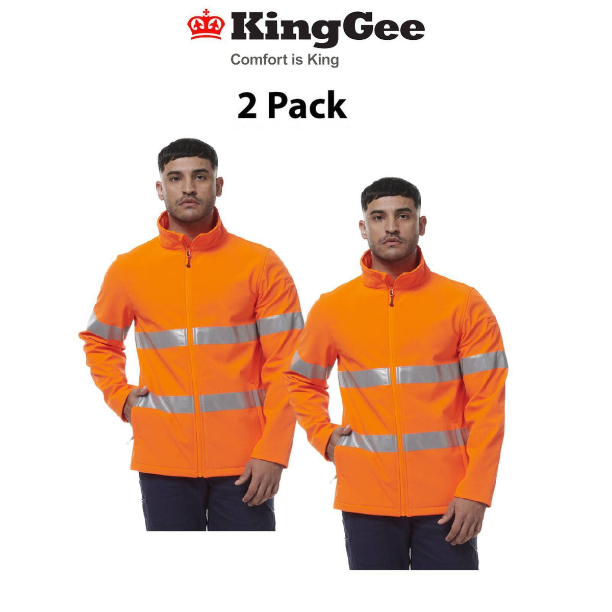 KingGee Mens 2 Pack Reflective Softshell Water Resistant Safety Jacket K55039