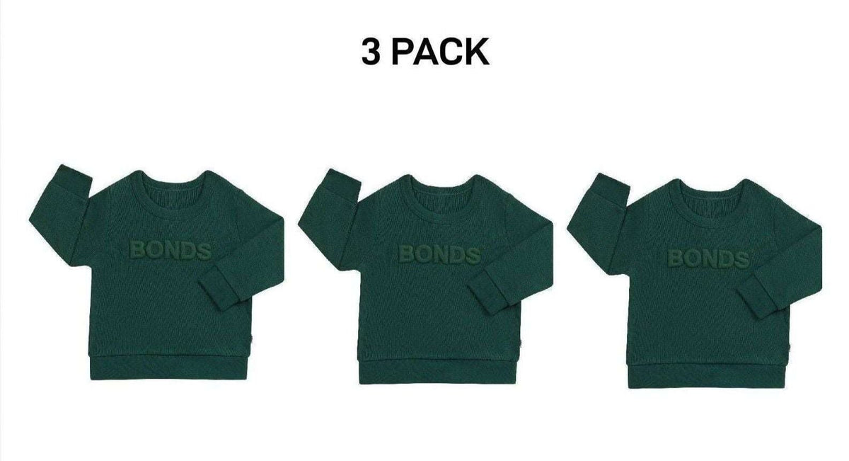 Bonds Baby Tech Sweats Pullover Ultimate Warm Comfort Sporty Style 3 Pack KVQTA