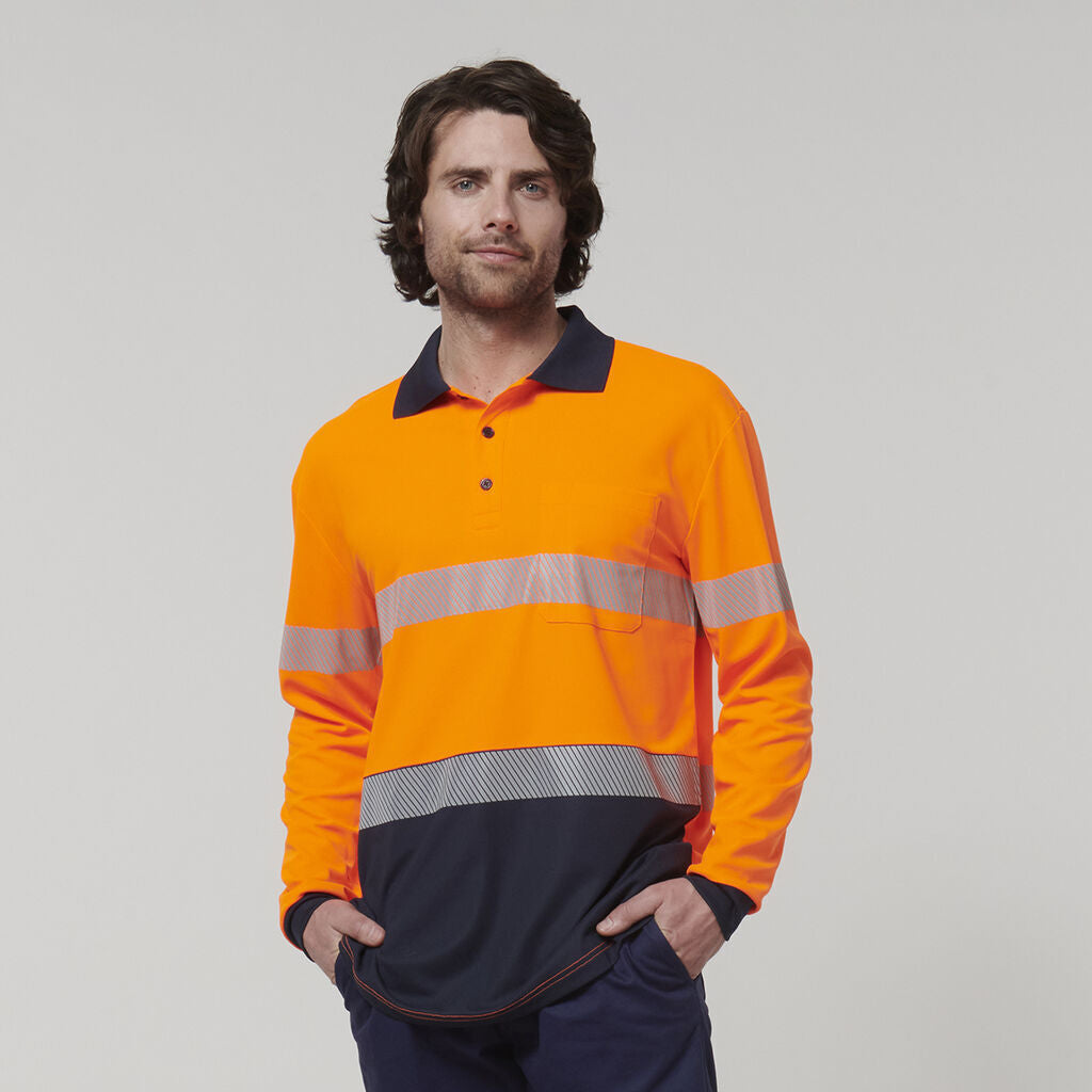 Hard Yakka Mens Safety Work Long Sleeve HI VIS Taped Polo Y19619-Collins Clothing Co