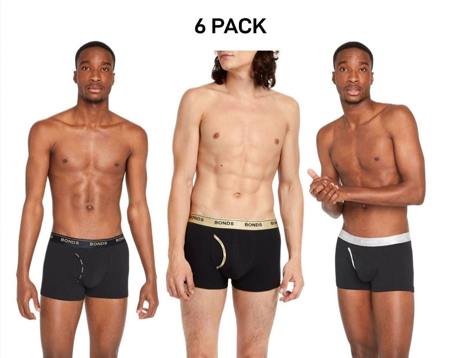 Bonds Mens Guyfront Trunk Seamless Side Comfortable Functional Fly 6 Pack MZVJSI