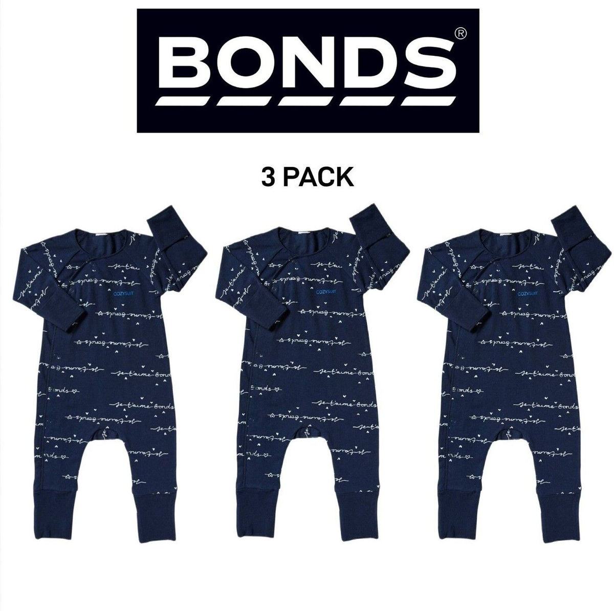 Bonds Baby Newbies Coverall Super Soft Cozysuit & Stretchable Fabic 3 Pack BXQBA