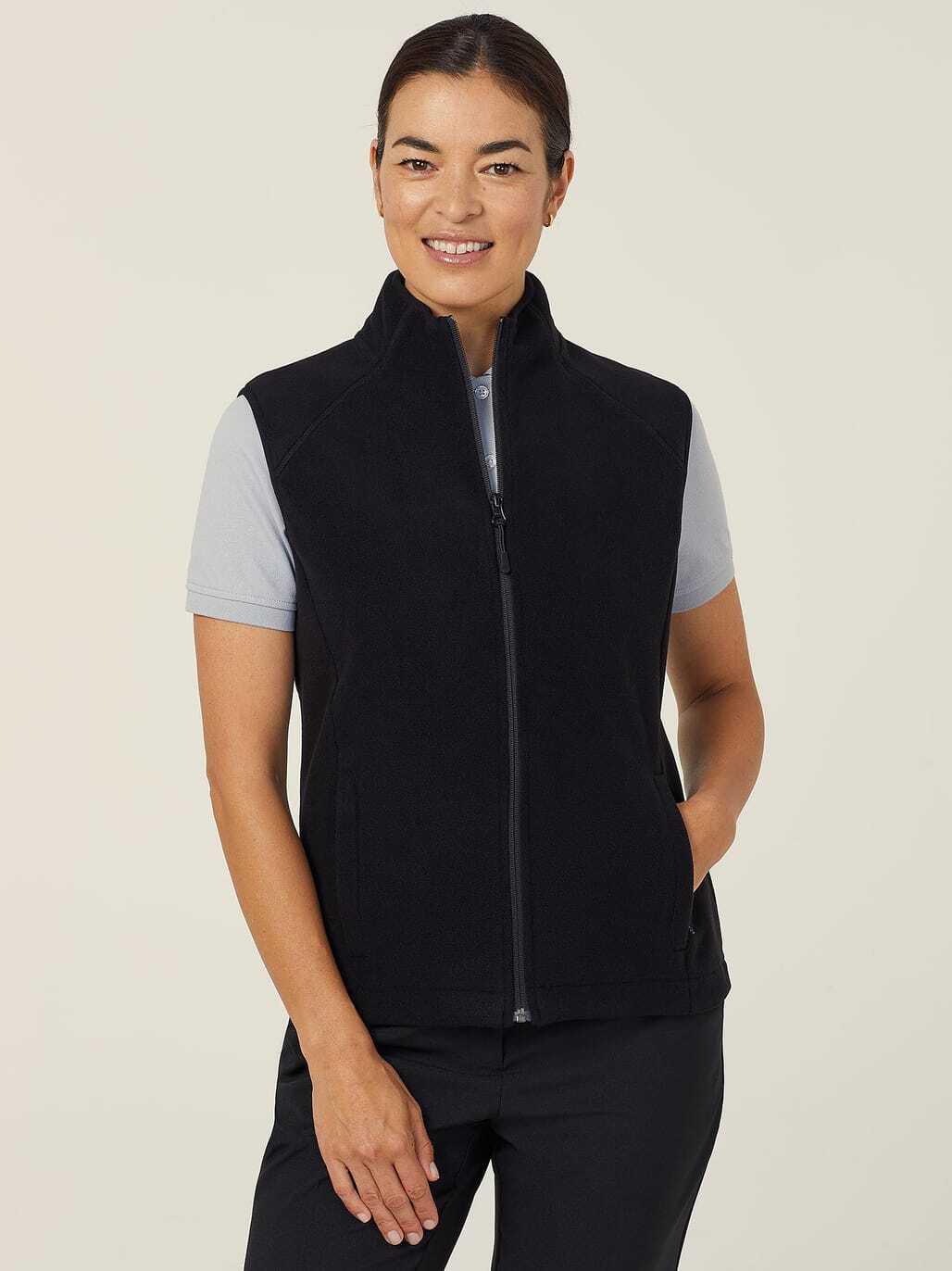 NNT Mens Ladies Bonded Fleece Zip Vest Warmth Black Sleeveless Style CAT745