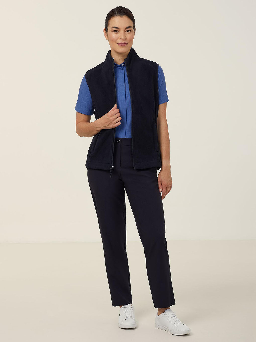 SALE NNT  Polar Fleece Vest Classic Fit Black Front Zip Opening Vest CAT745