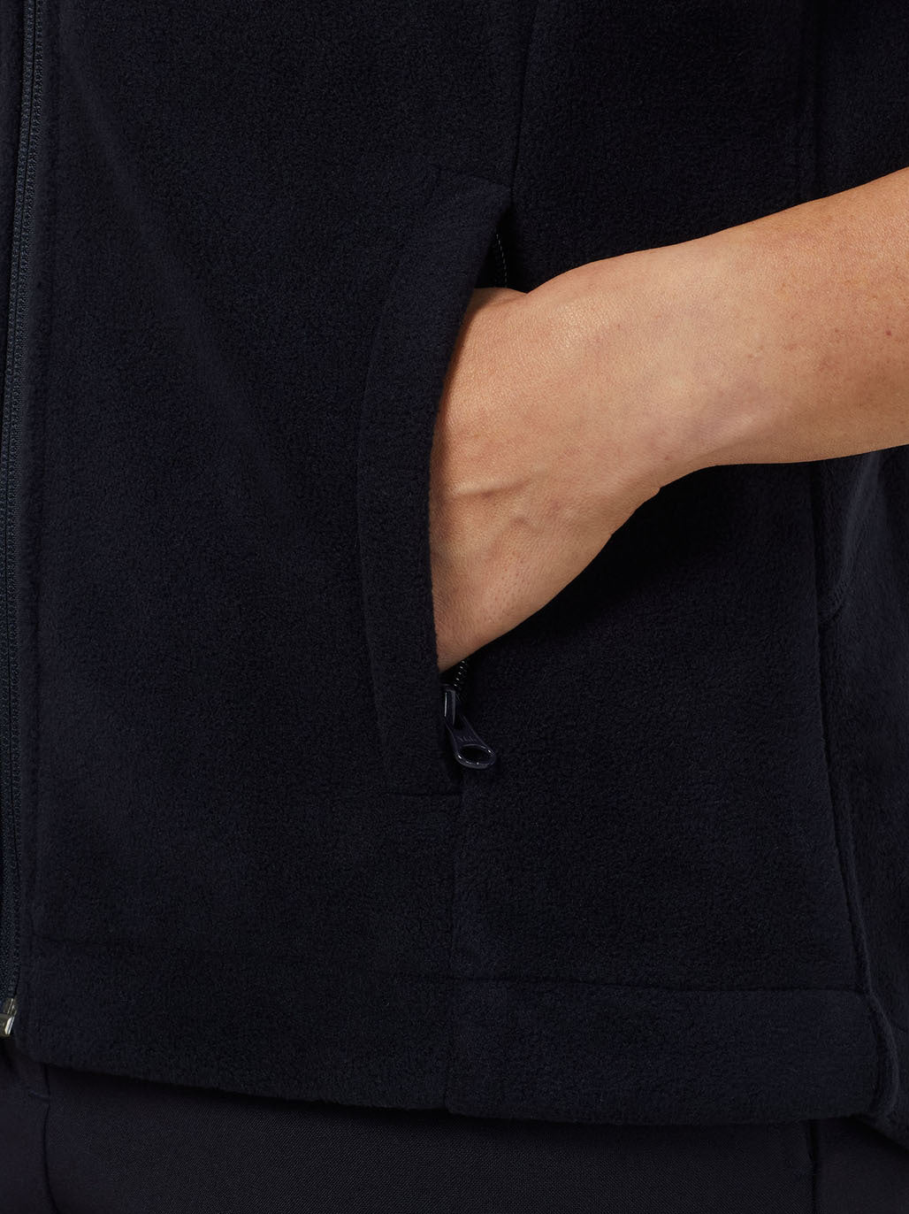 Womens NNT Ladies Warm Bonded Fleece Sleeveless Zip Vest Black Navy CAT745