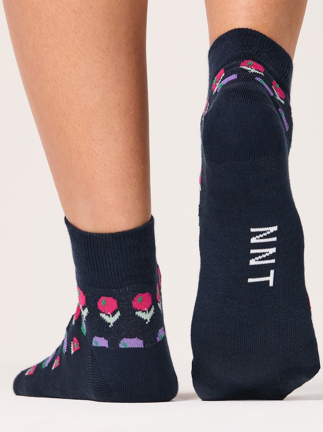 NNT Blossom Bliss Ankle Socks Ink Multi Cotton Rich CATKZC