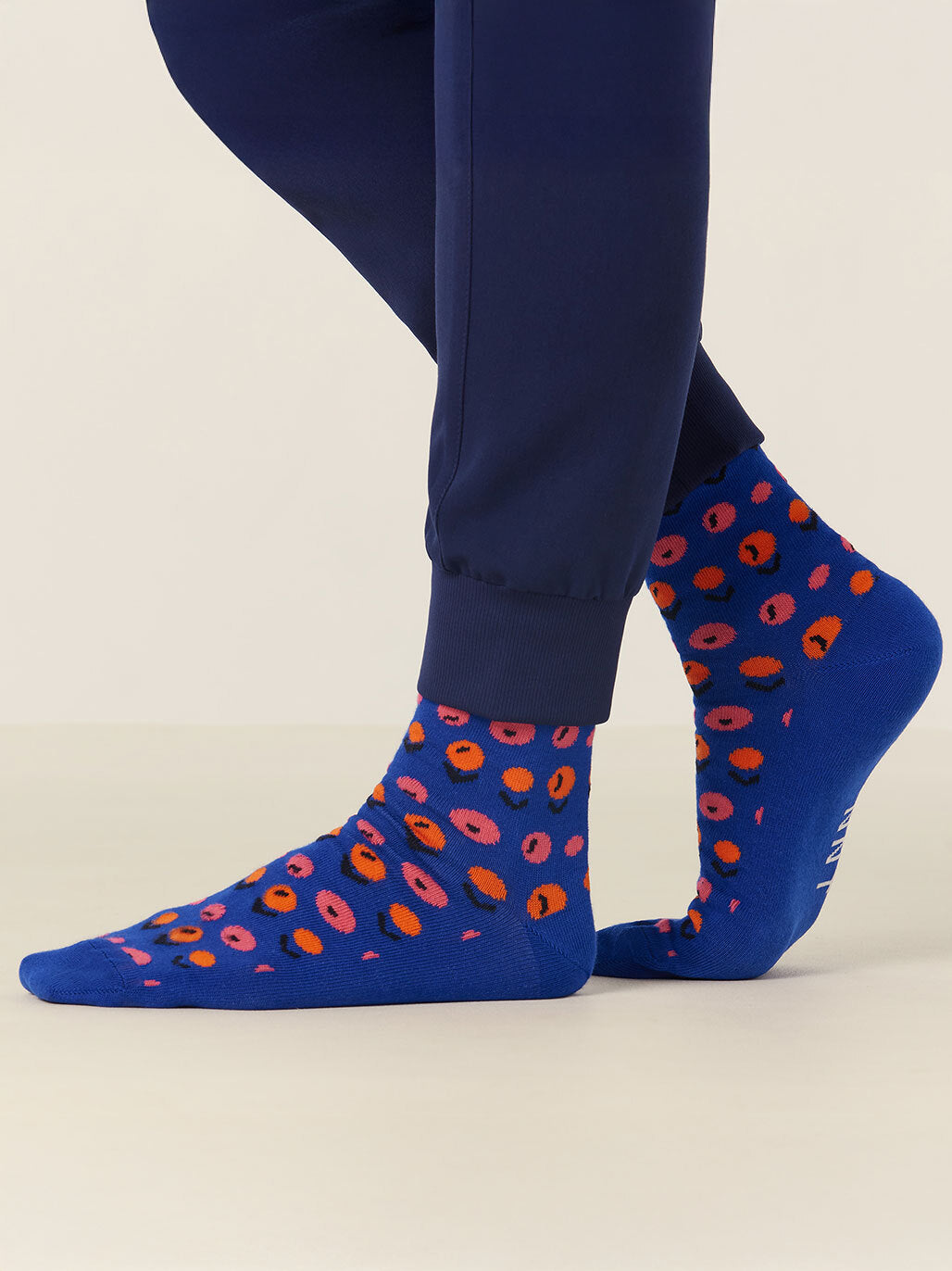 4PACK NNT Peach Blossom Crew Socks Blue Peach Unisex Cotton Rich CATKZD