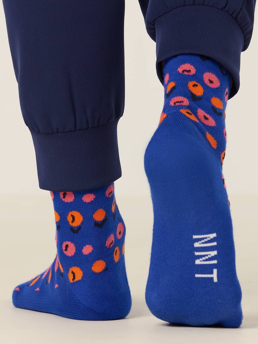 4PACK NNT Peach Blossom Crew Socks Blue Peach Unisex Cotton Rich CATKZD