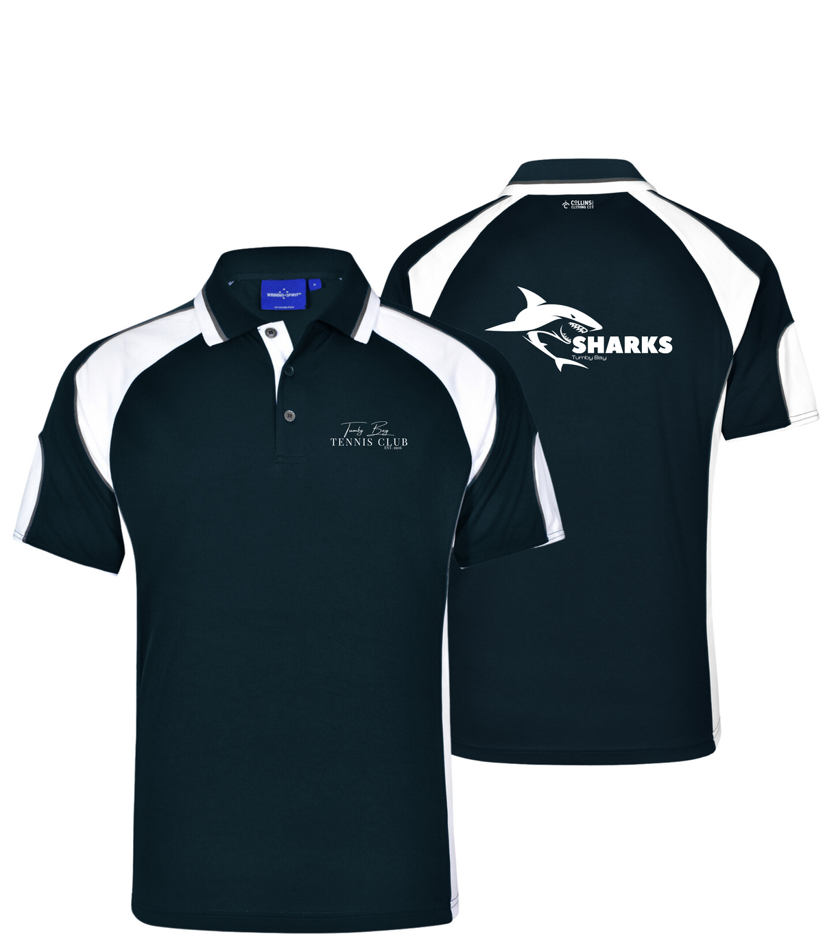 Tumby Bay Tennis Club Men/Women Sharks  polo KS61-Collins Clothing Co