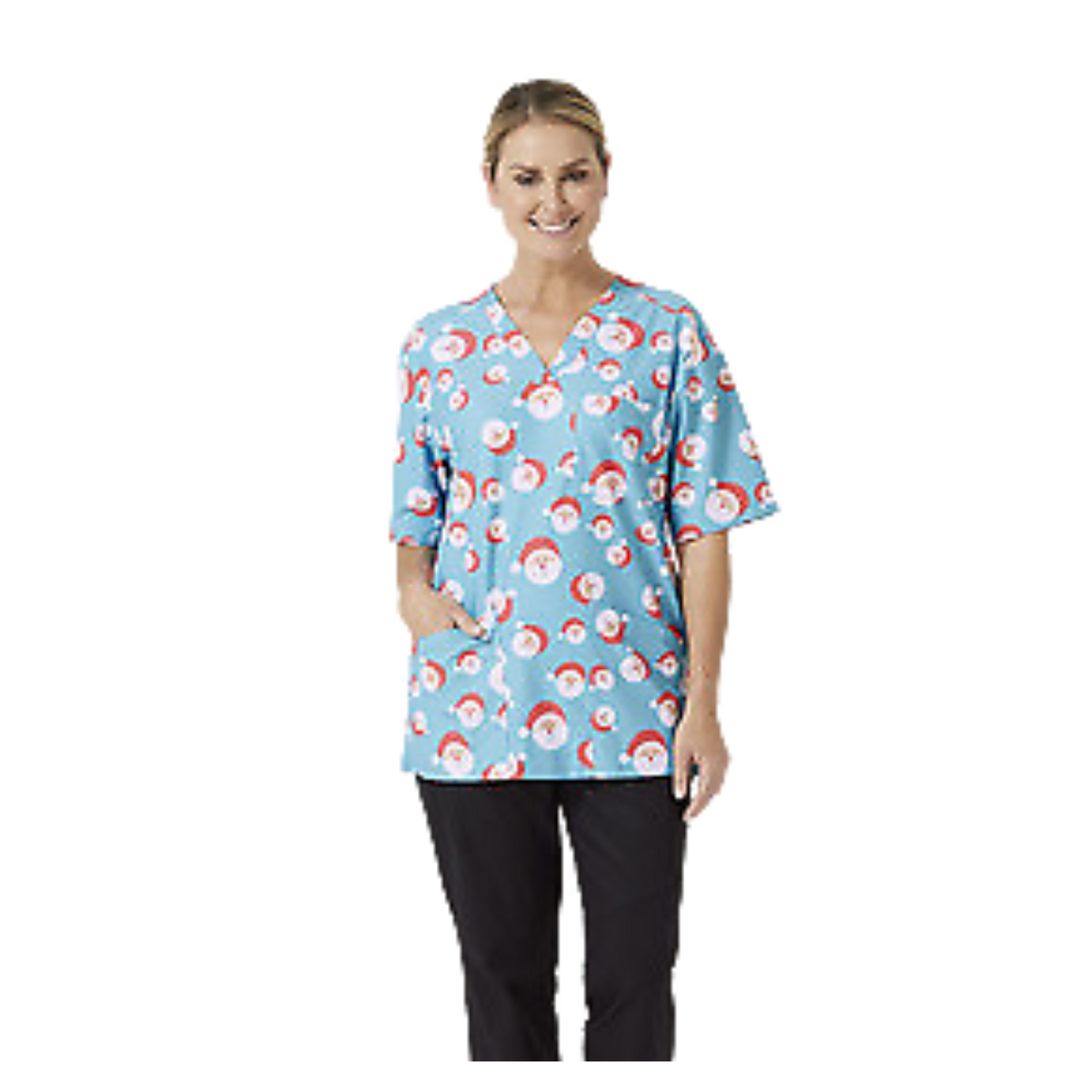 NNT Womens Santa Scrub Top Unisex Relaxed Fit V Neckline Nurse Workwear CATRF4-Collins Clothing Co