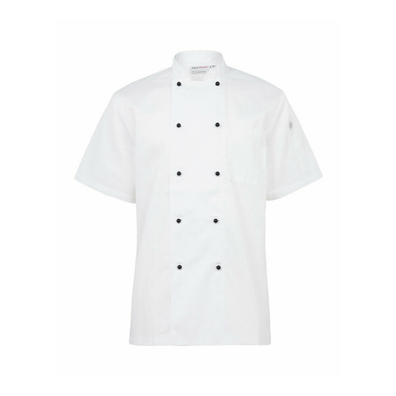 NNT Unisex Adult Chef Jacket Short Sleeve Macquarie Poly Cotton Work CATP5J-Collins Clothing Co