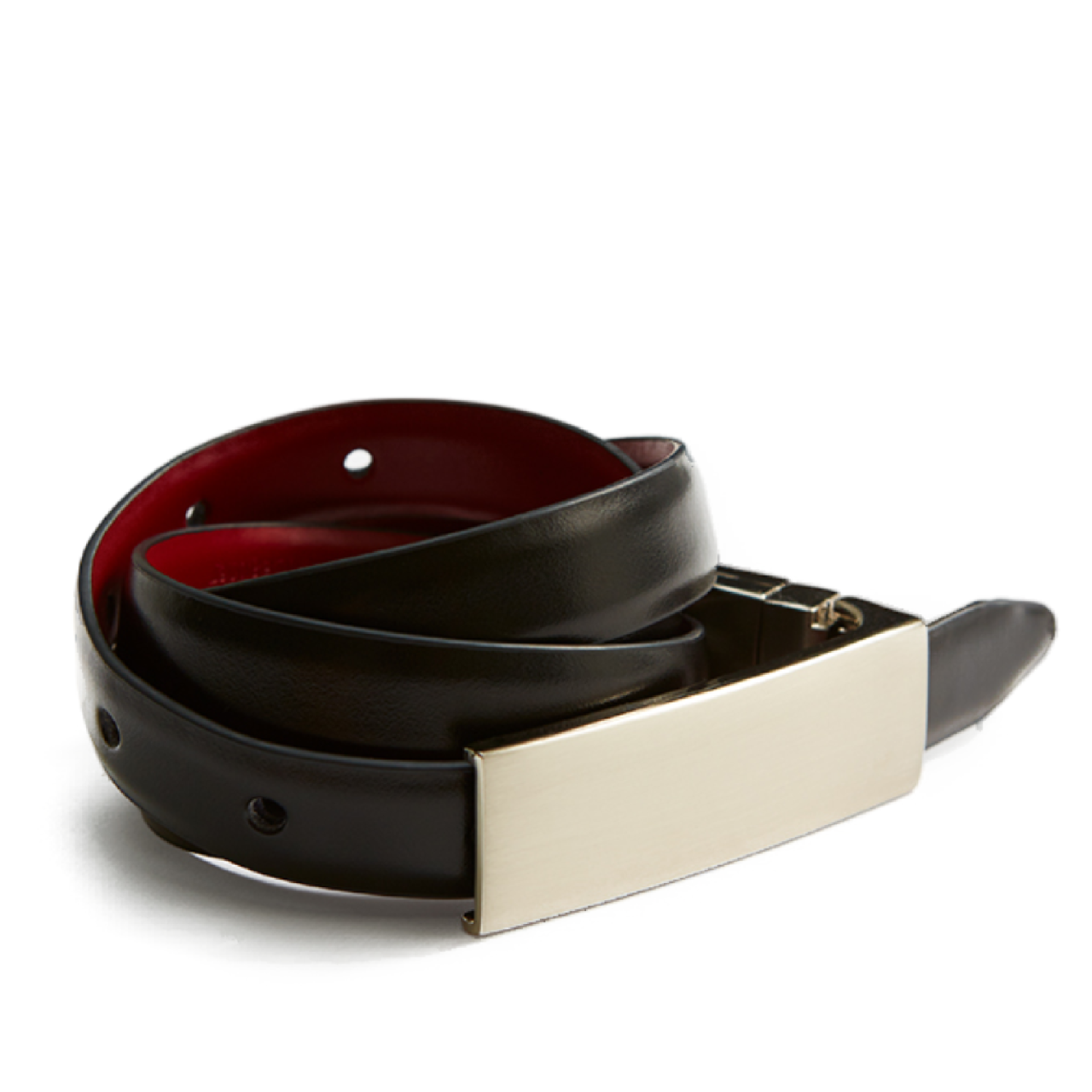 NNT Womens Leather Reversible Belt Metal Twist Buckle 2 Colors CAT0GE-Collins Clothing Co