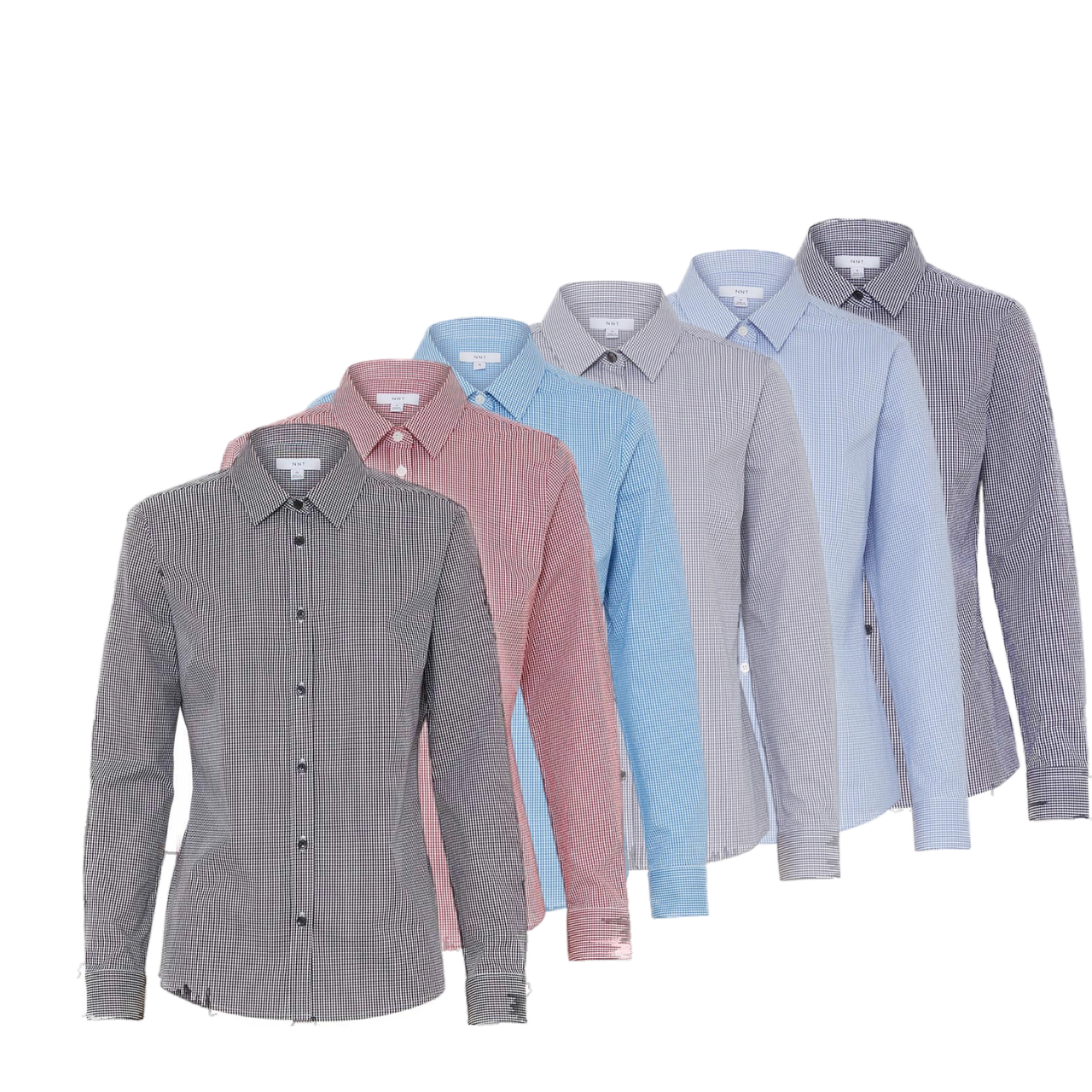 NNT Womens Avignon Gingham Business Shirts Long Sleeve Check Formal Shirt CATUKS-Collins Clothing Co