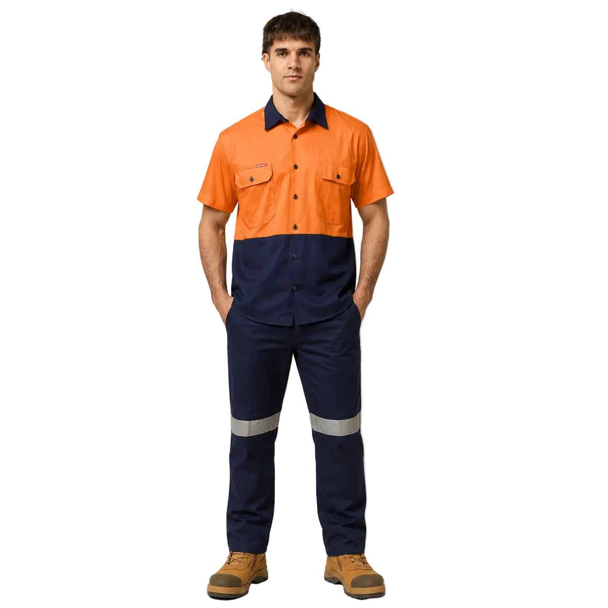 Hard Yakka Mens Lightweight Vented Shirt & Reflective Work Pants Uniform Set  Workwear HYSET001