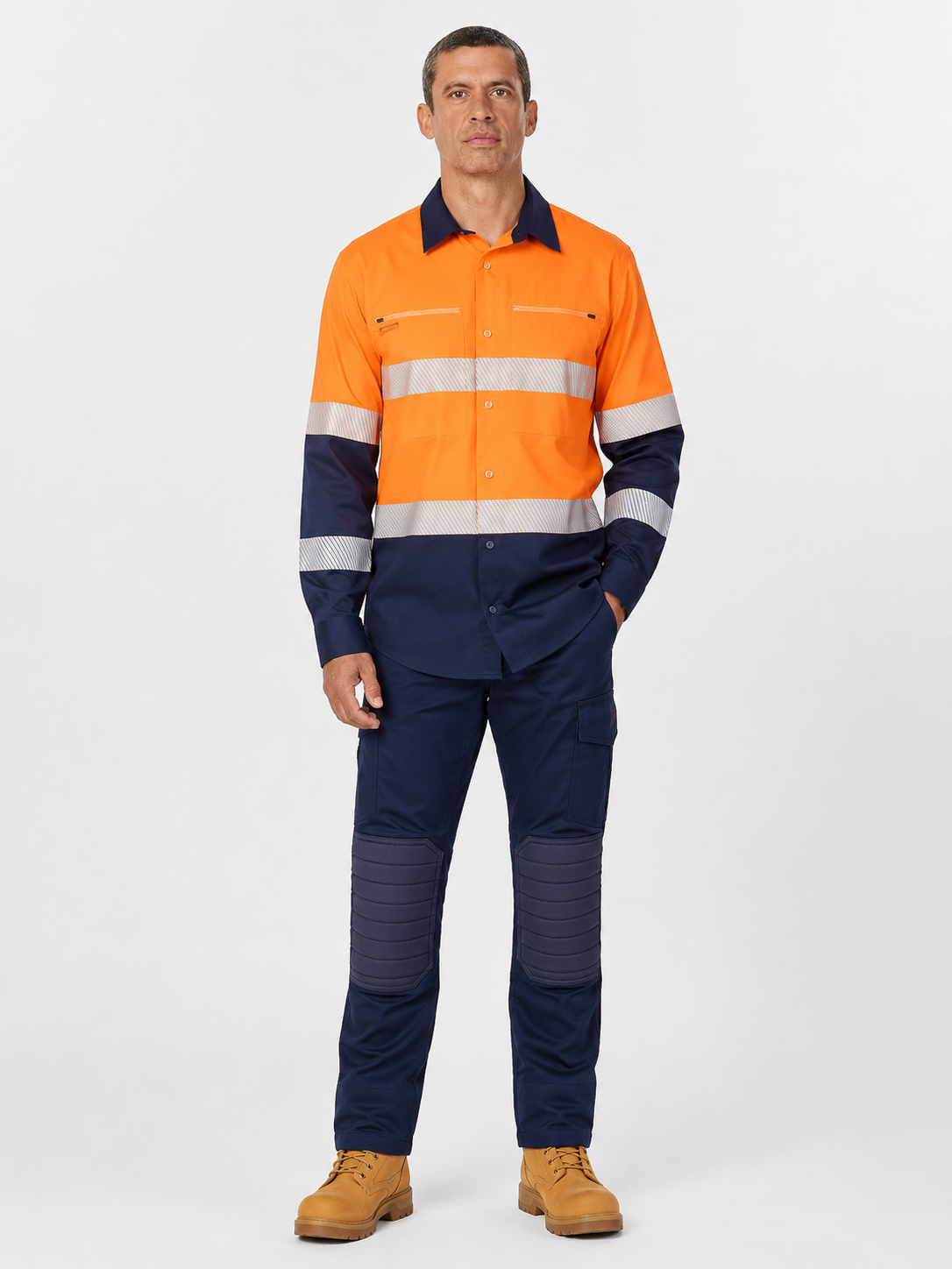 KingGee Mens  Hi-Vis Workcool Pro Shirt & Utility Work Pant Workwear HYSET015