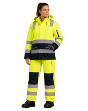 Huski Hi-Vis Waterproof Jacket & Trousers Set – Yellow/Navy PWSET009