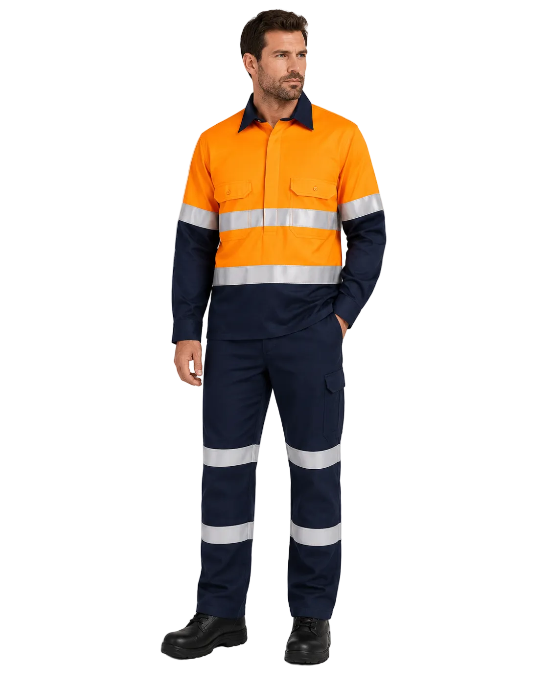 Portwest Portflame FR Class D/N Hi-Vis Long Sleeve Work Shirt & Cargo Pants Set PWSET013