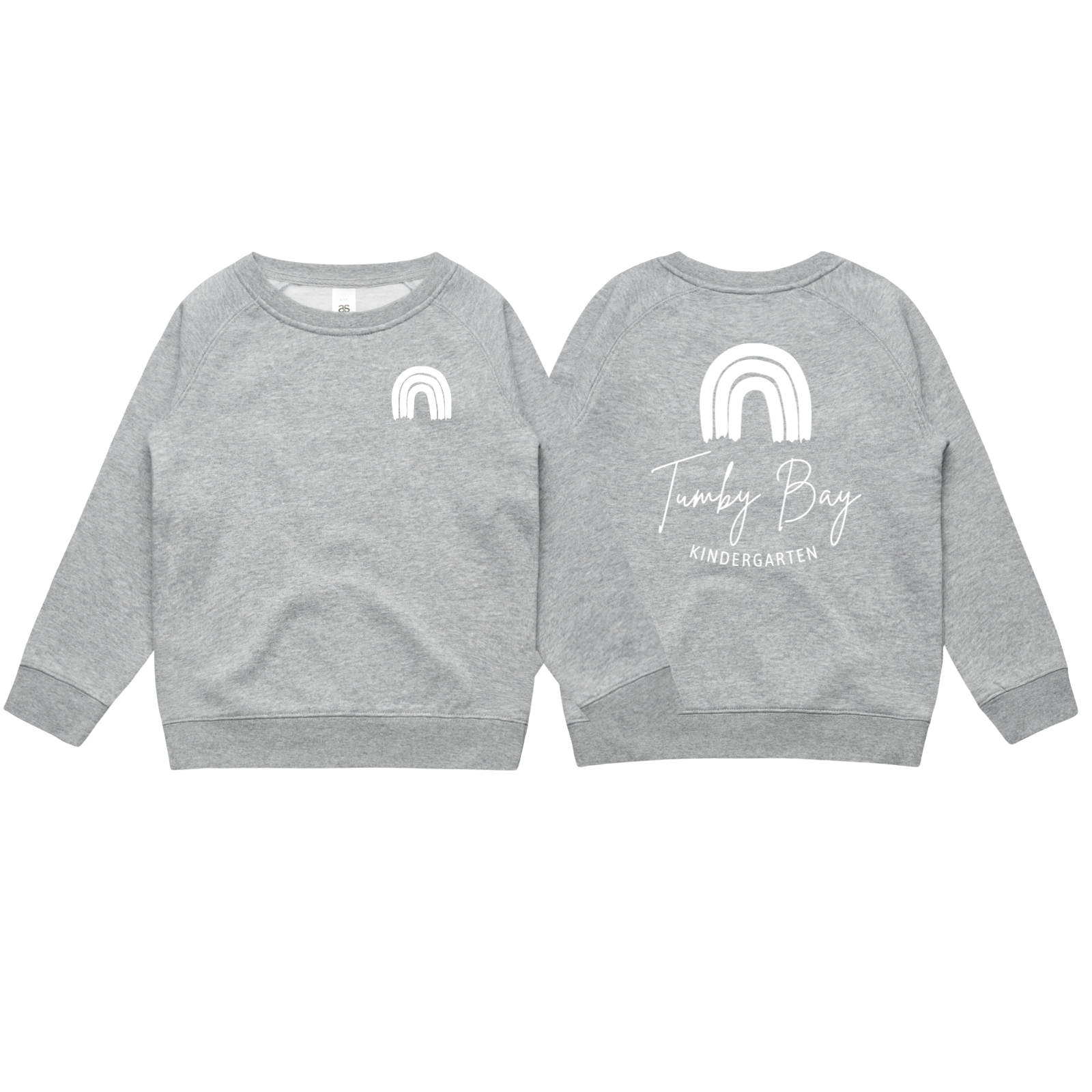 Tumby Bay Kindergarten Kids Crew Neck Grey Jumper Logo Print  Front and Back 3030