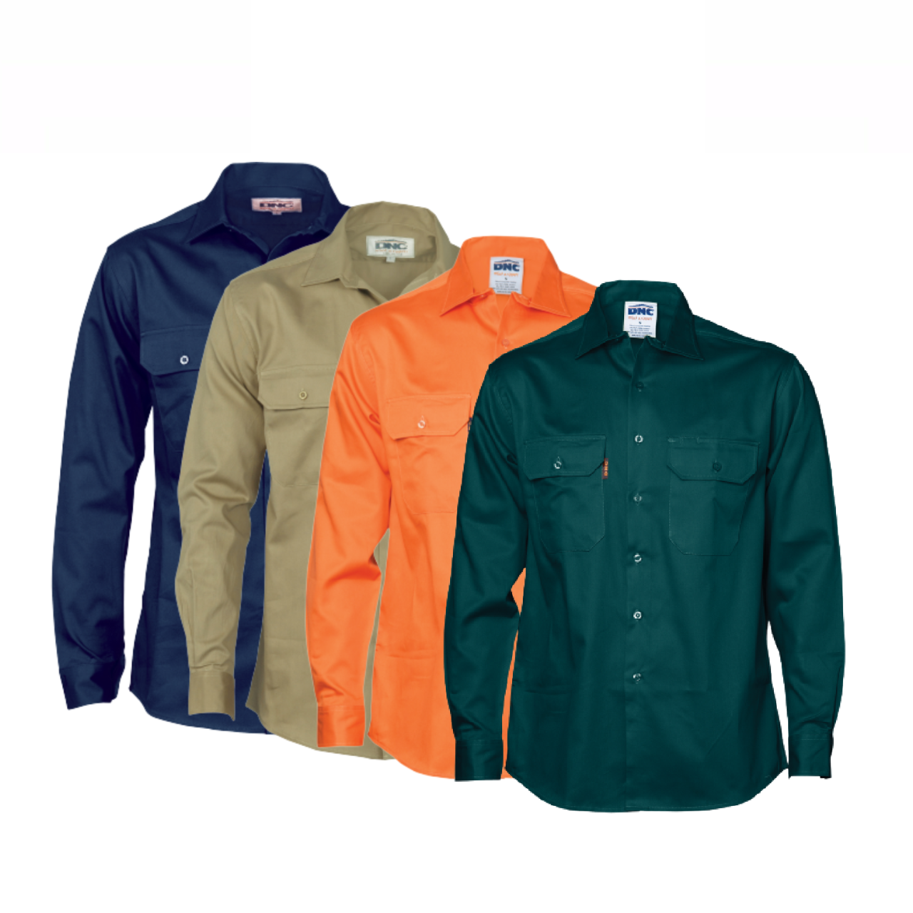 DNC Workwear Mens Cotton Drill Work Shirt Long Sleeve Comfortable  3202-Collins Clothing Co