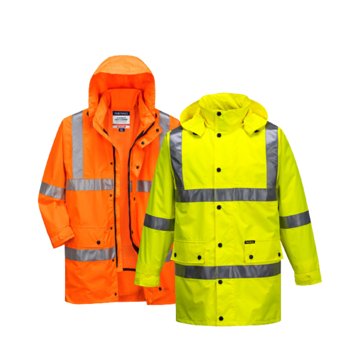 Portwest Argyle Full Hi-Vis Rain Jacket with Tape 2 Tone Work Safety MF306-Collins Clothing Co