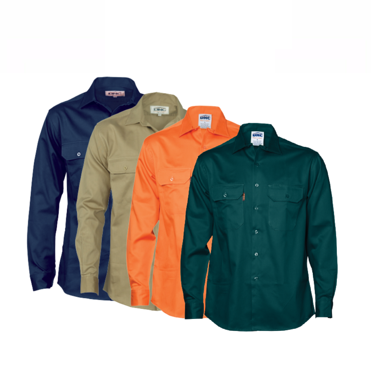 DNC Workwear Close Front Cotton Drill Long Sleeve Shirt Comfortable Work 3204-Collins Clothing Co
