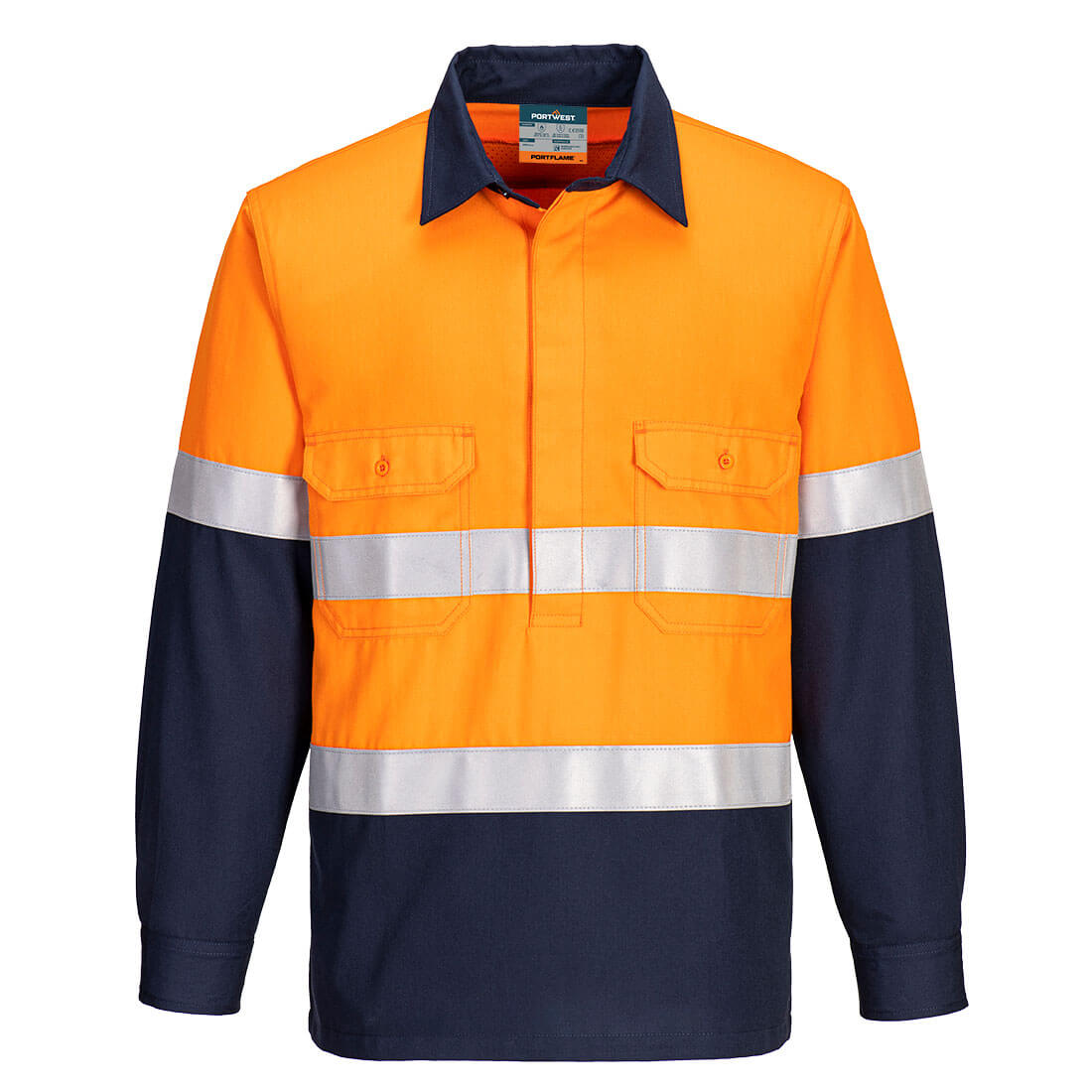 Portwest Portflame FR Class D/N Hi-Vis Long Sleeve Work Shirt & Cargo Pants Set PWSET013