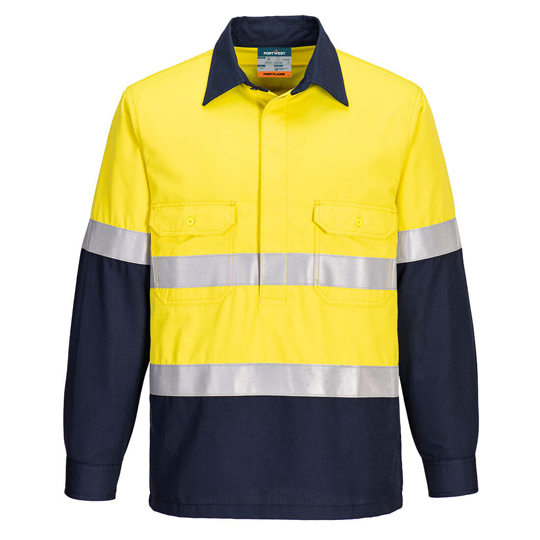 Portwest Portflame FR Class D/N Hi-Vis Long Sleeve Work Shirt & Cargo Pants Set PWSET013