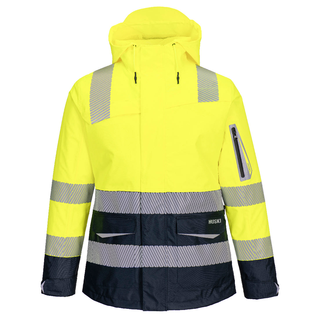 Huski Hi-Vis Waterproof Jacket & Trousers Set – Yellow/Navy PWSET009