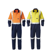 Mens Hard Yakka Hi-Vis Taped Cotton Safety Coverall Overalls Workwear Y00262-Collins Clothing Co