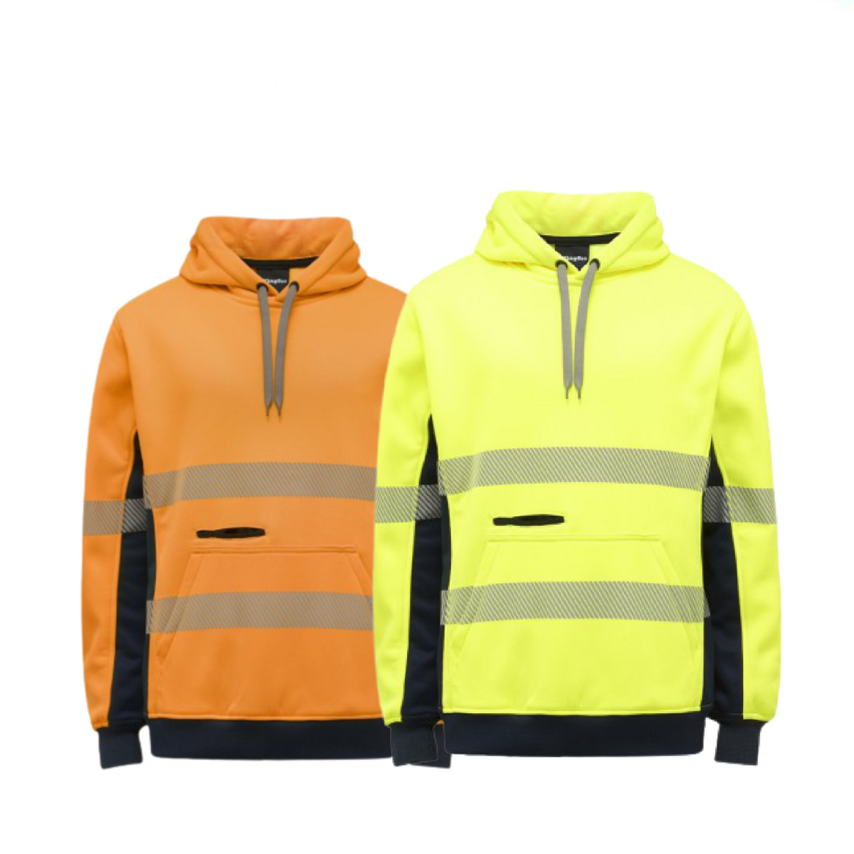 KingGee Mens Hi Vis Reflective Pull Over Hoodie Winter Fleece Work Safety K55054-Collins Clothing Co