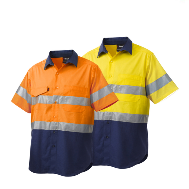 KingGee Mens Workcool 2 Hi-Vis Summer Shirt Short Sleeve Work Lightweight K54885-Collins Clothing Co