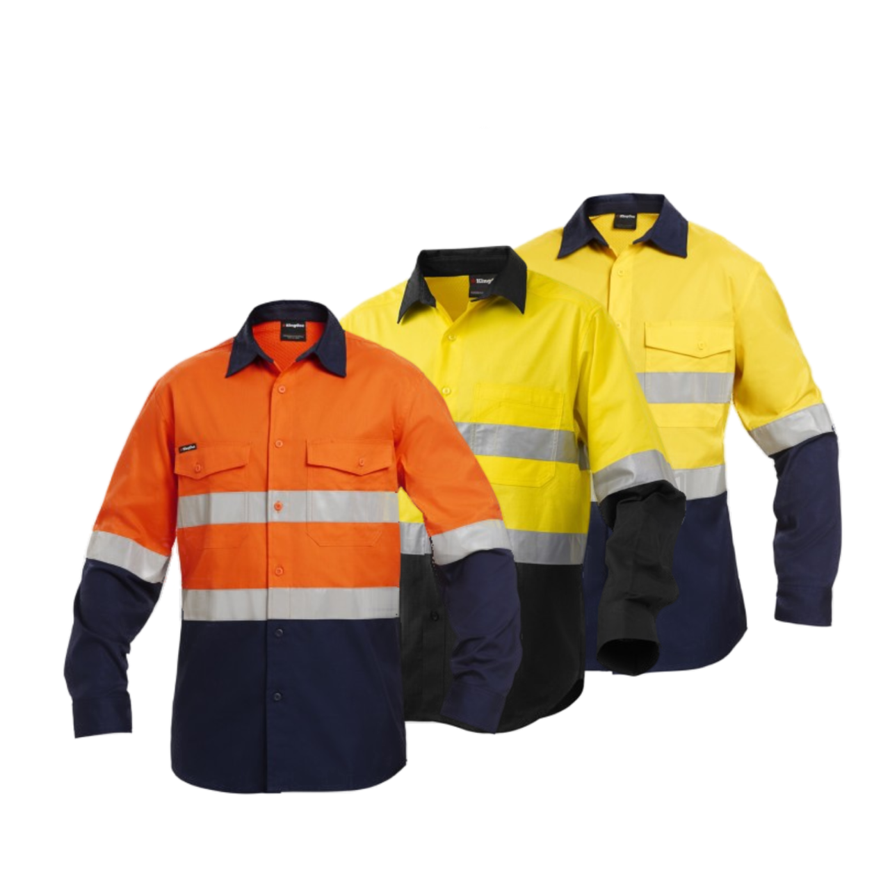 KingGee Mens Workcool Hi-Vis Taped Shirt Long Sleeve Work Lightweight K54880