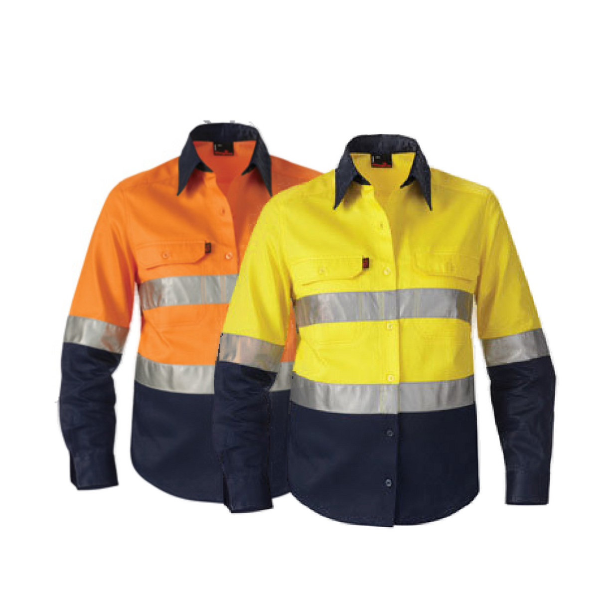 KingGee Womens Hi-Vis Cotton Drill Shirt L/S Reflective Tape Work Safety K44532-Collins Clothing Co