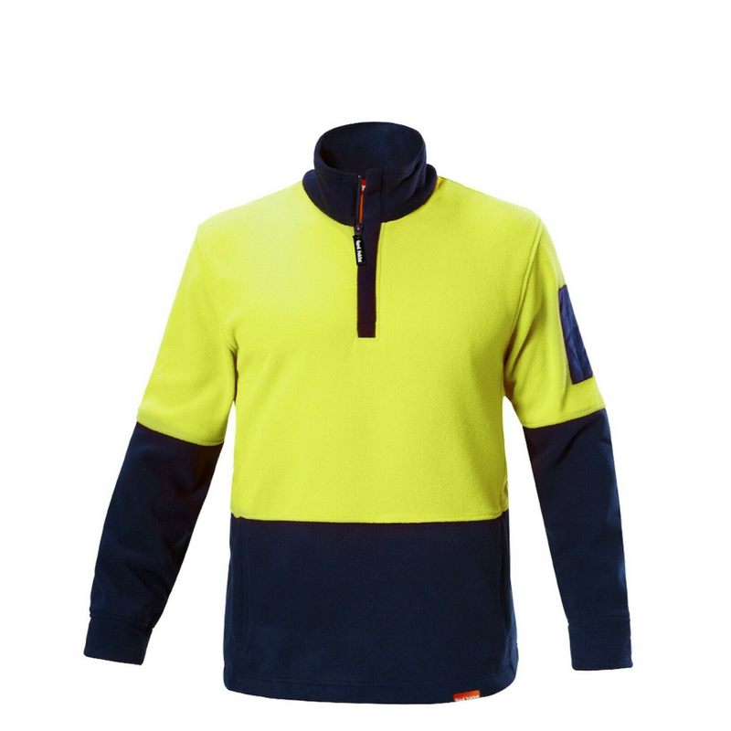 Hard Yakka Work Jumper Hi-Vis 2 Tone Brushed Fleece 1/4 Zip Winter Y19330-Collins Clothing Co