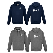 Tumby Bay Blues Kids Navy Grey Crew Hoodie Front and Back Logo Embroidered SW760K