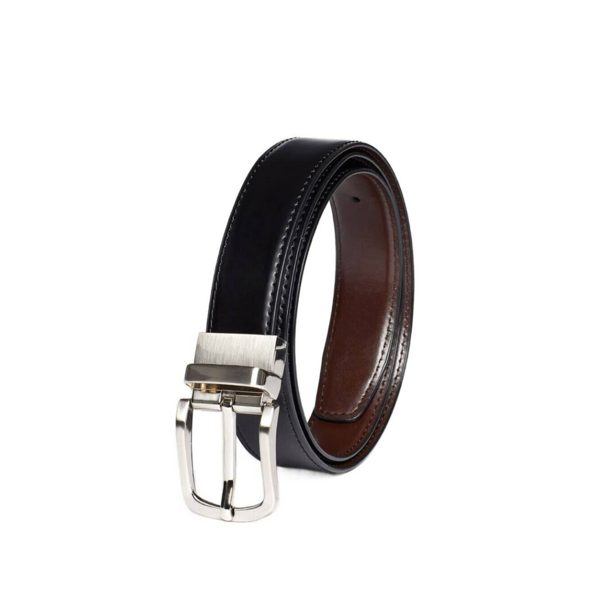 NNT Mens Genuine Leather Reversible Metal Buckle with Clasp Prong Belt CATAXC
